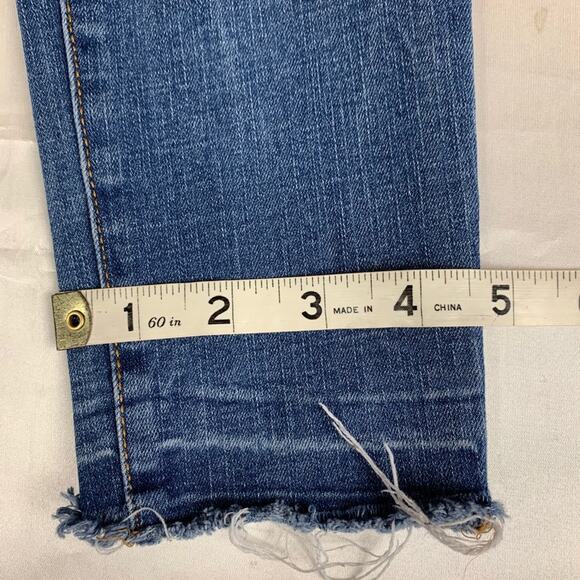 Aero Jeans Jegging Pants Medium Blue Wash Skinny Stretch Raw Hem Cropped 2 - Picture 11 of 11